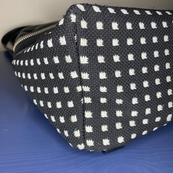 KARA Small Backpack in Black Grid Woven Pebble Leather - Picture 14 of 16